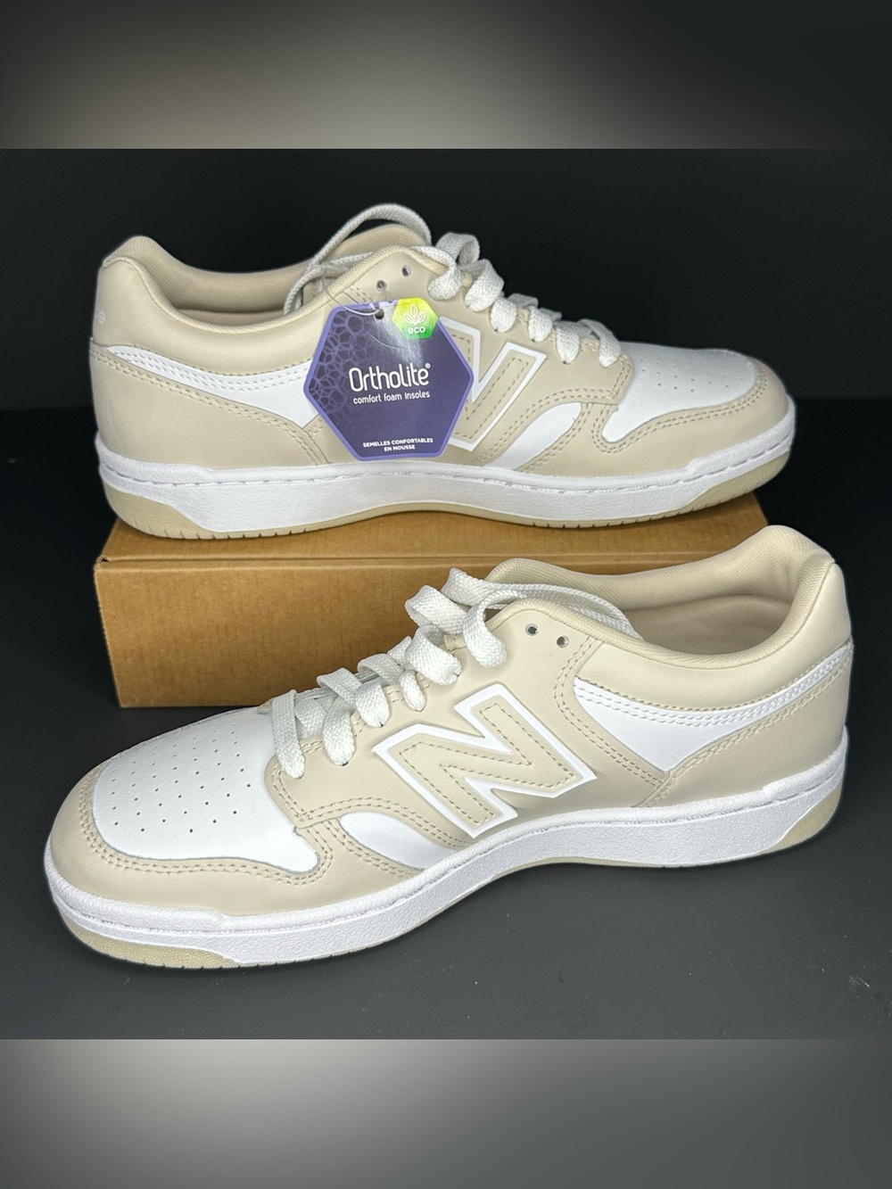 NWOB New Balance 480 Timberwolf Beige White Sneakers Mens 7.5 Womens 9